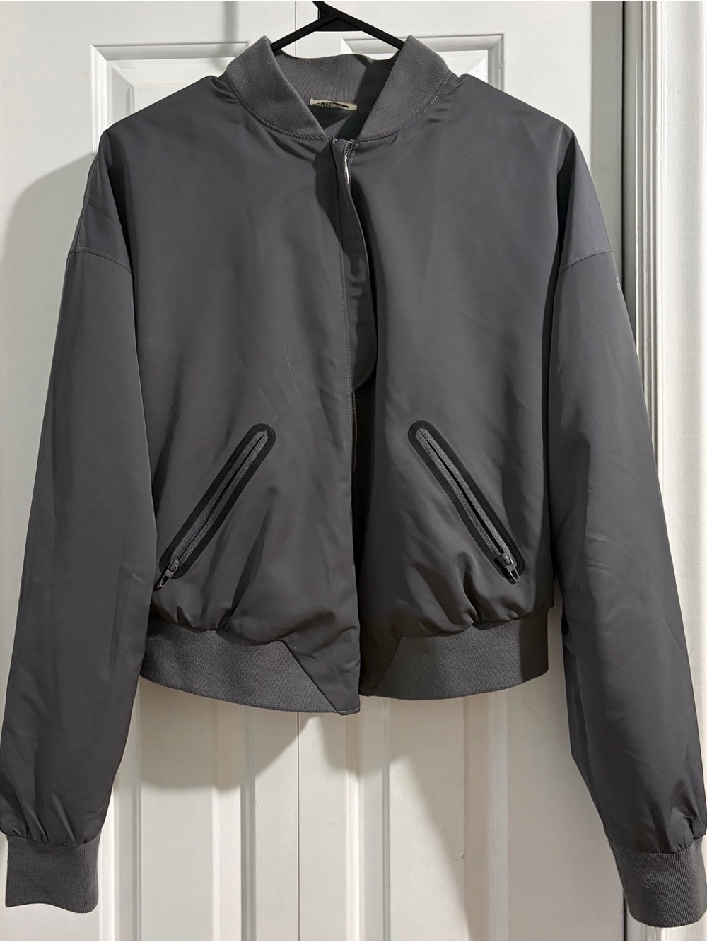 Gymshark Gray Bomber Jacket - Minimal Zip-Front